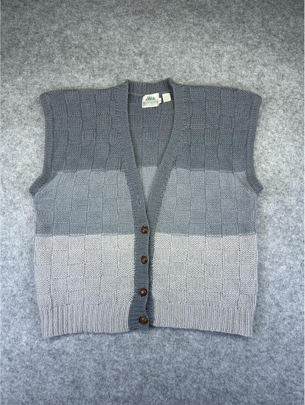 Vintage Grandmacore Knit Sweater Vest 70s 80s 90s Womens Sz L Granny Chic